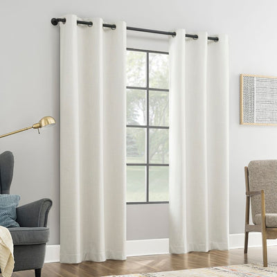 New - 40"x96" Sun Zero Aldwin Slub Texture Magnetic Closure 100% Blackout Grommet Curtain Panel Pearl