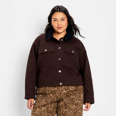 New - Women's Quilted Barn Jacket - Future Collective Brown 1X