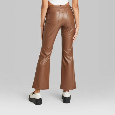 New - Wild Fable Women's Low Rise Flare Classic Faux Leather Pants Wild FableBullseye Deals