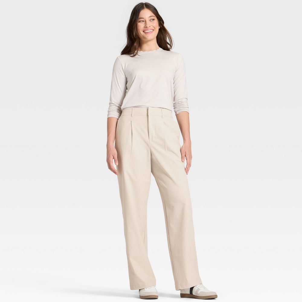 Open Box - Women's Active Light Woven High-Rise Trouser Pants - All In Motion™ Gray M