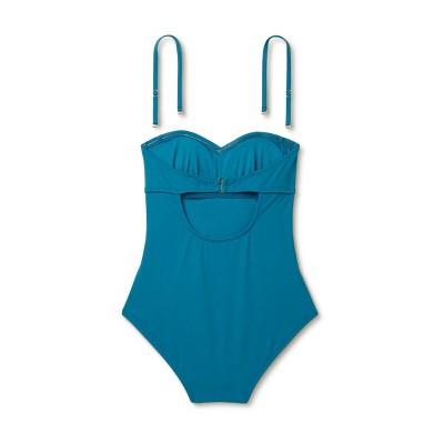 New - Shade & Shore Women's Shirred Bandeau One Piece Swimsuit Full Coverage Shade & ShoreBullseye Deals
