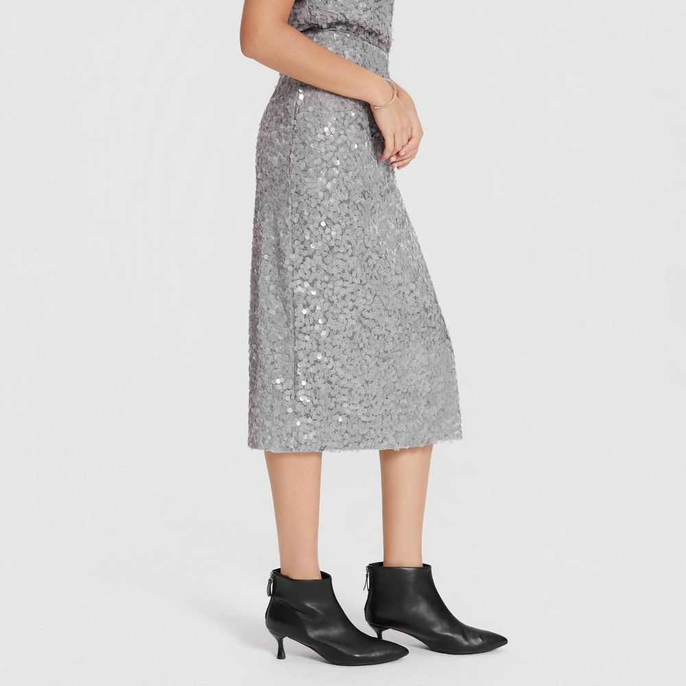 New - Women's Sequin Pencil Skirt - A New Day™ Gray XL