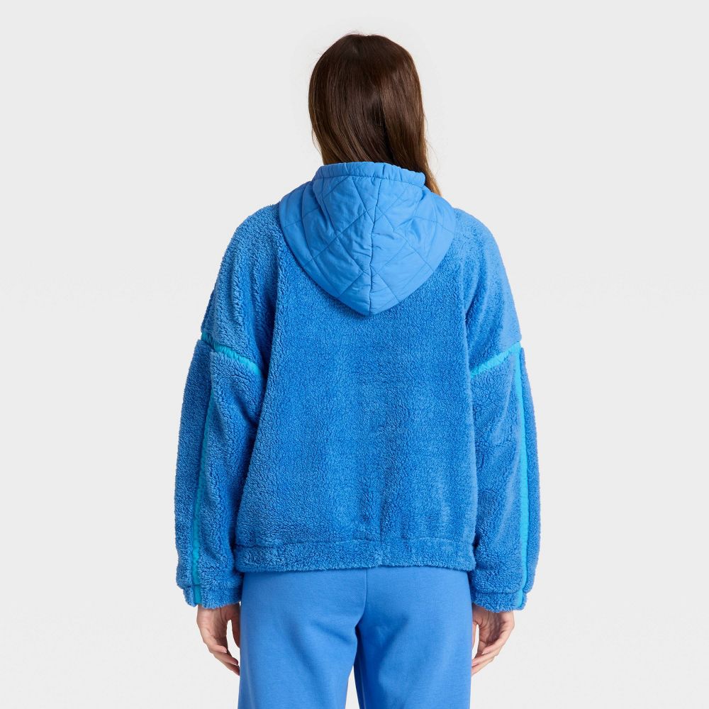New - Women's Contrast High Pile 1/2 Zip Jacket - JoyLab™ Vibrant Blue XXS