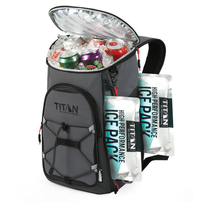 New - Titan by Arctic Zone 16qt Eco Backpack Cooler with Ice Walls - Sharkskin Gray