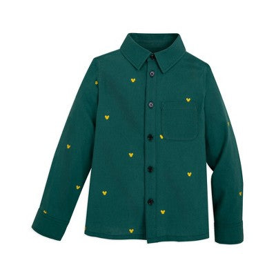 New - Mickey Mouse Kids Button Up Chambray Shirt Basic Embroidered Disney Licensed Mickey MouseBullseye Deals