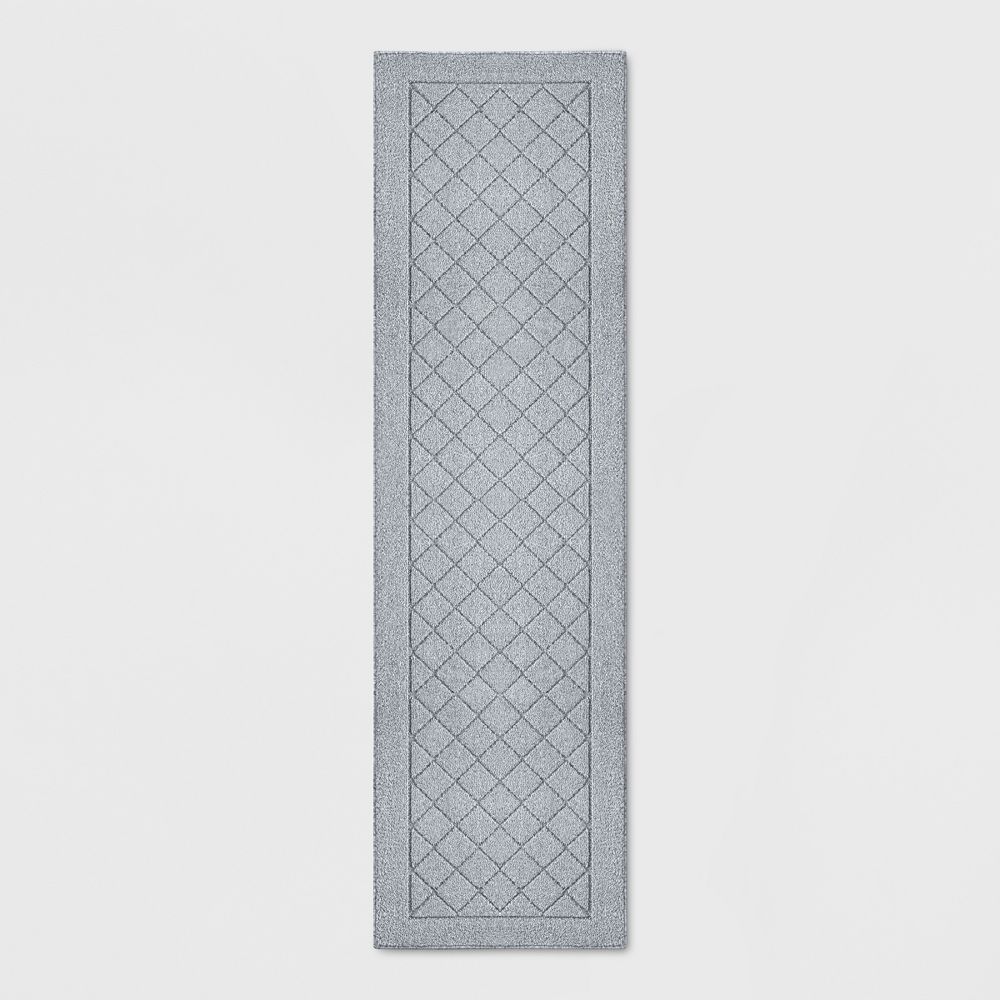 New - 2'X7' Washable Runner Diamond Clarkson Tufted & Hooked Rug Gray - Threshold™: Entryway Indoor Carpet, Skid-Resistant