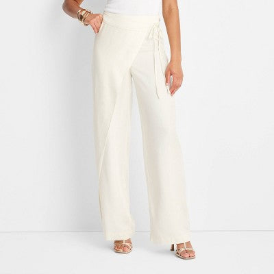 Open Box - Future Collective with Jenee Naylor Women's Mid Rise Wide Leg Full Sarong Pants Future Collective with Jenee NaylorBullseye Deals