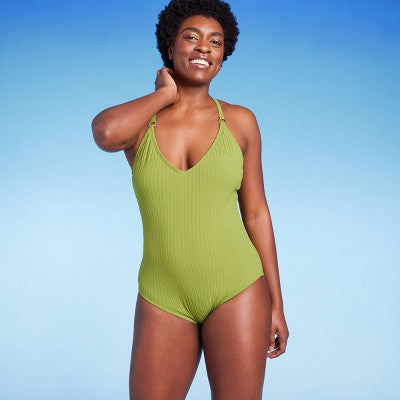 New - Kona Sol Women's Medium Coverage One Piece Swimsuit Ribbed Swimwear Kona SolBullseye Deals