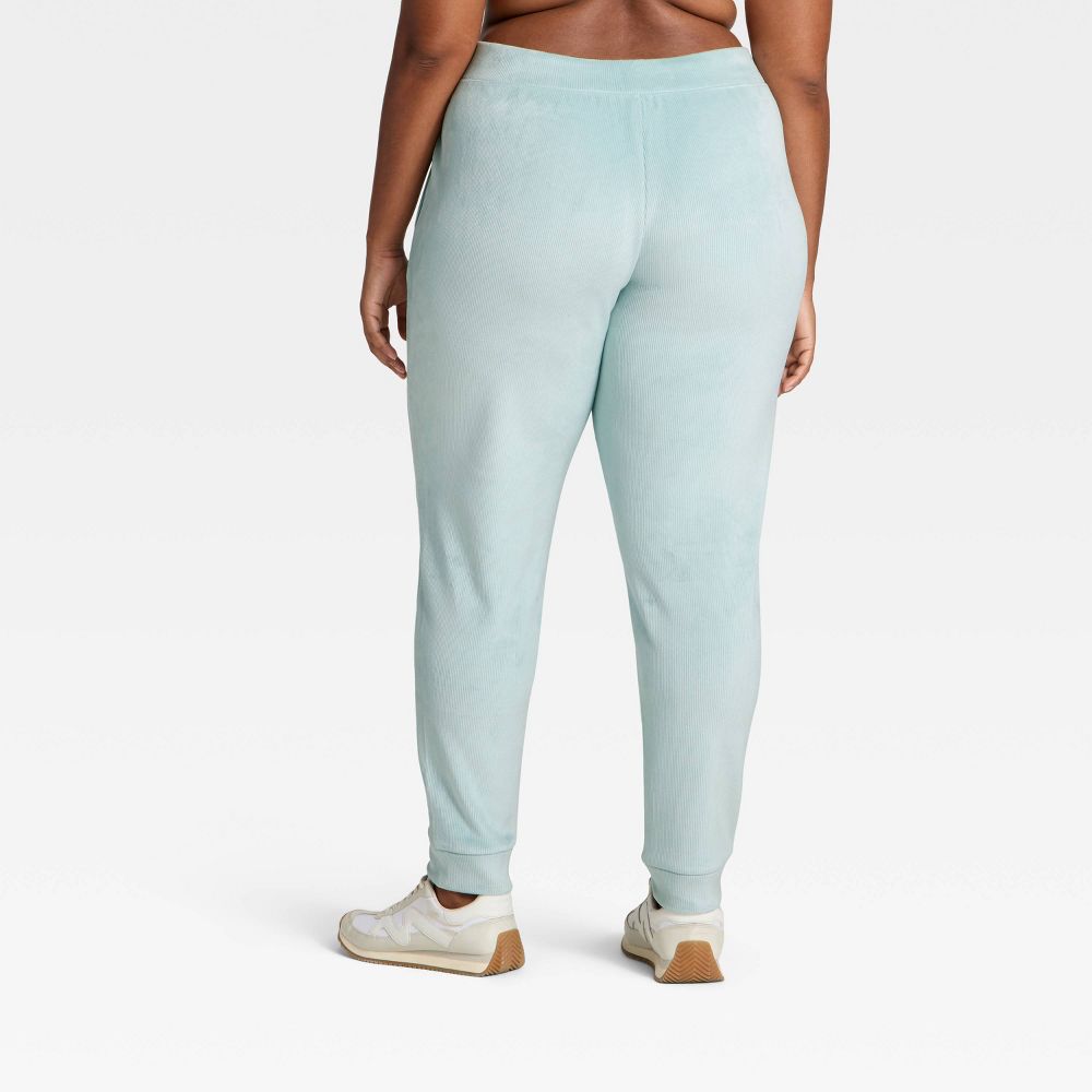 New - Women's Velour Ribbed Jogger Sweatpants - All In Motion™ Light Blue M