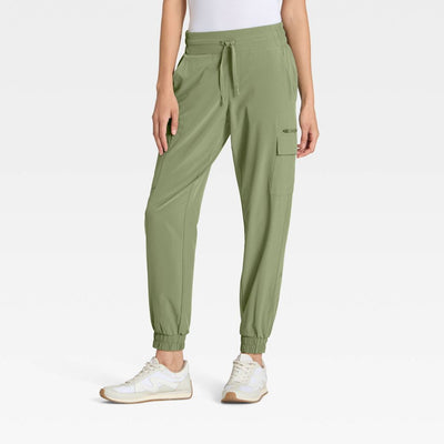 New - Women's Active Light Mid-Rise Cargo Jogger Pants - All In Motion™ Olive Green XXL