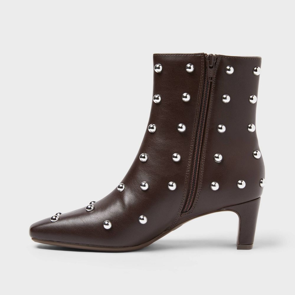 Open Box - Women’s Tigris Low Shaft Heeled Boots with Memory Foam Insole – A New Day™ Dark Brown 10