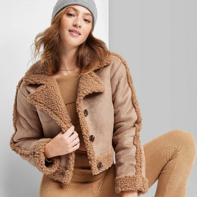 Wild Fable Women's Button Up Winter Faux Shearling Jacket Wild FableBullseye Deals