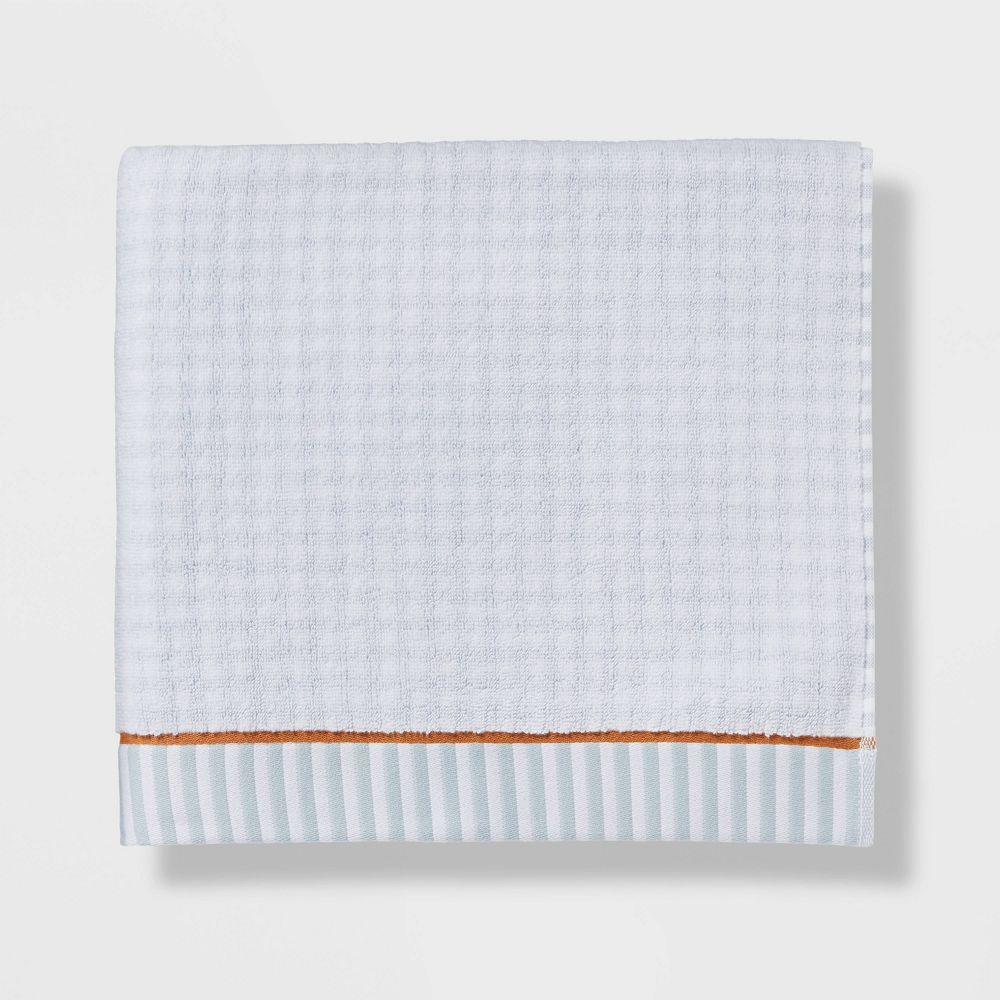 New - 2pc Traditional Gingham Plaid Bath Towel Blue- Threshold™