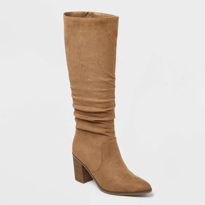 New - Women’s Wide Width & Calf Junie Boots with Memory Foam Insole – Universal Thread™ Tan 5.5WC