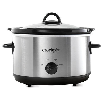 New - Crock-Pot 4.5qt Slow Cooker Silver: Ceramic, Glass, Stainless Steel, 3 Settings, Stay-Cool Handles, Dishwasher-Safe