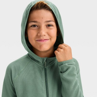 New - All In Motion Kids Full Zip Hooded Waffle Knit Sweatshirt Length Zipper All in MotionBullseye Deals