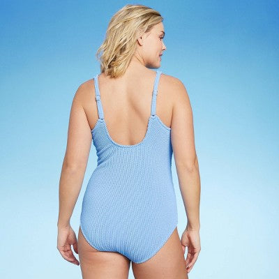 Kona Sol Women's Square Neck One Piece Swimsuit Full Coverage Tank Swimwear Blue Kona SolBullseye Deals