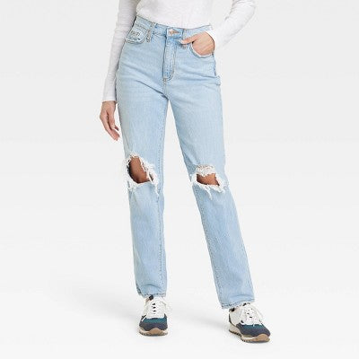 Universal Thread Women's High-Rise Straight Distressed Ripped Jeans, Light Wash Universal ThreadBullseye Deals