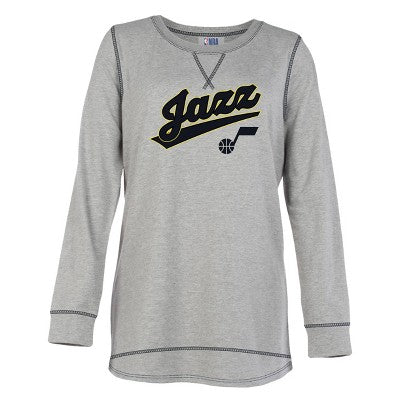 NBA Utah Jazz Women's Gray Long Sleeve Team Slugger Crew Neck T-Shirt NBABullseye Deals