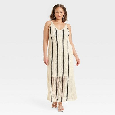 New - A New Day Women's Open Work Pointelle Dress Maxi Sundress A New DayBullseye Deals