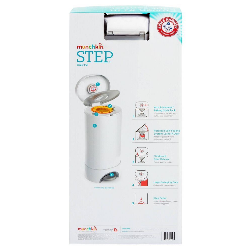 New - Munchkin STEP Diaper Pail, Powered by Arm & Hammer