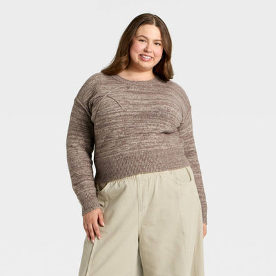 New - Women's Holiday Crewneck Pullover Sweater - Universal Thread™ Brown Bow XXL