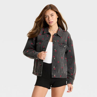New - Women's Denim Oversized Trucker Jacket - Wild Fable™ Black Wash S