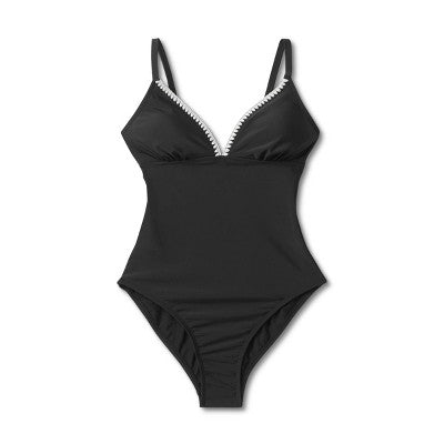 New - Kona Sol Women's V Neck One Piece Swimsuit Shell Stitch Medium Coverage Kona SolBullseye Deals