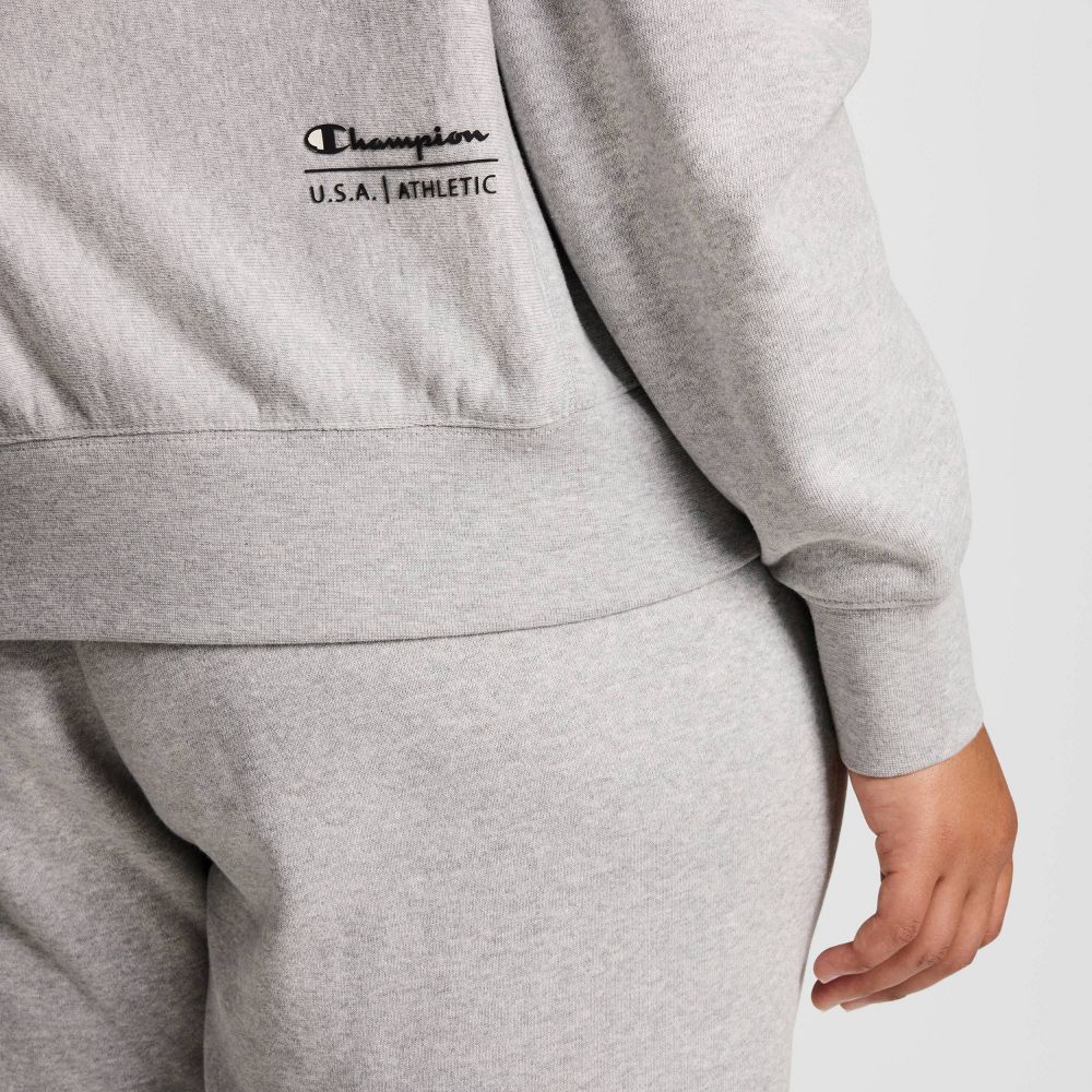 New - Champion Women's Cropped Fleece Zip-Up Sweatshirt - Heather Gray 2X