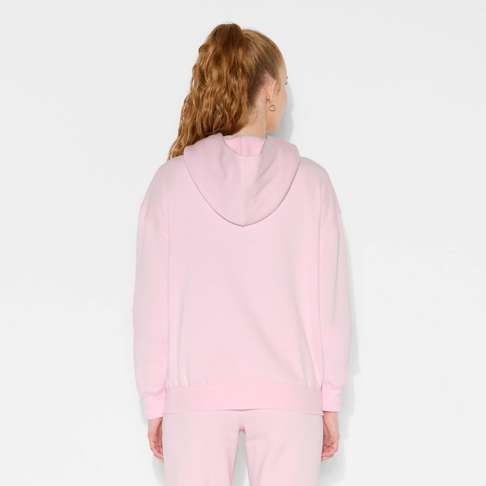 New - Women's Oversized Bubble Hem Hooded Sweatshirt - Wild Fable™ Light Pink XXS