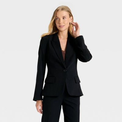 Open Box - Women's Signature Crepe Fitted Blazer - A New Day™ Black S