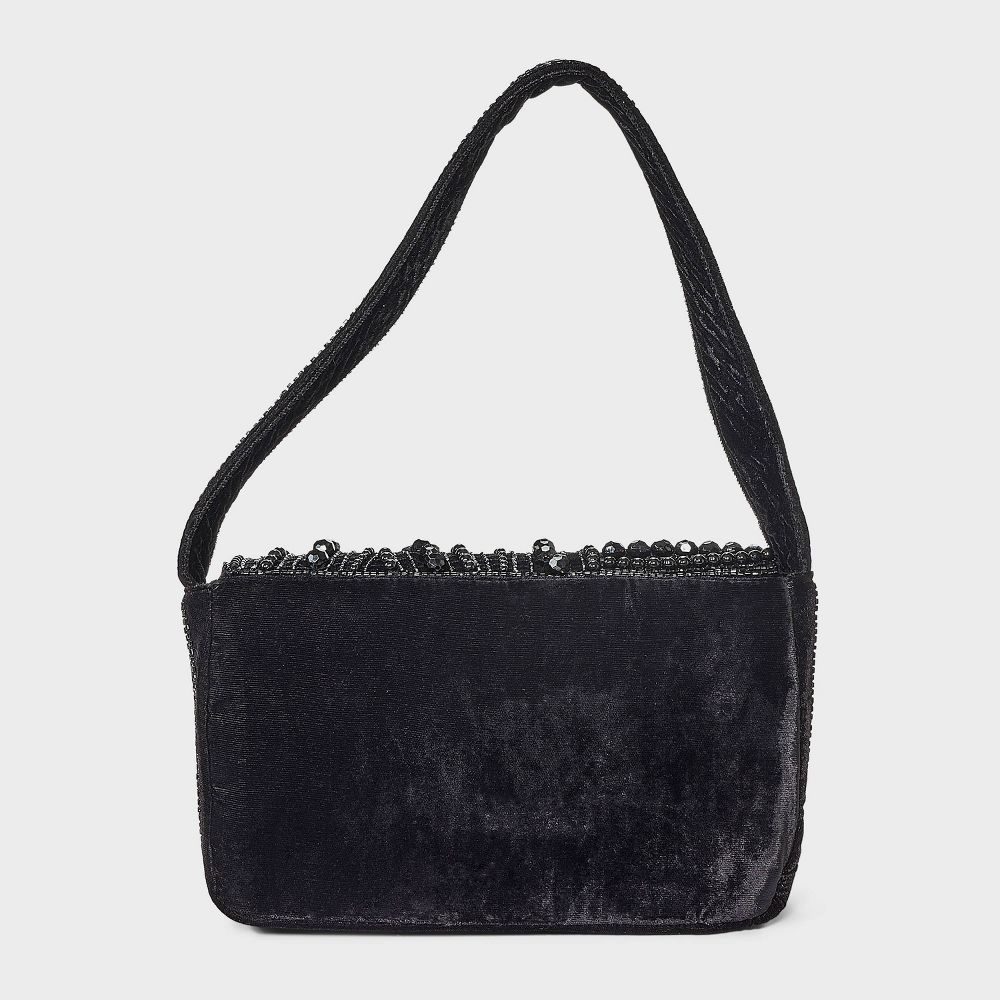 New - Embellished Flap Shoulder Bag - A New Day™ Black