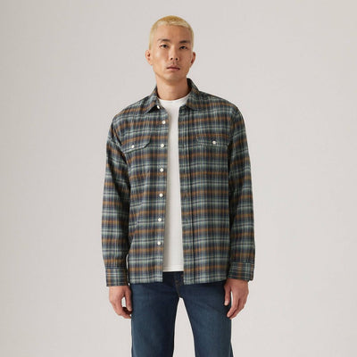 New - Levi's® Men's Worker Standard Fit Long Sleeve Button-Down Shirt - Navy Plaid Ledger M