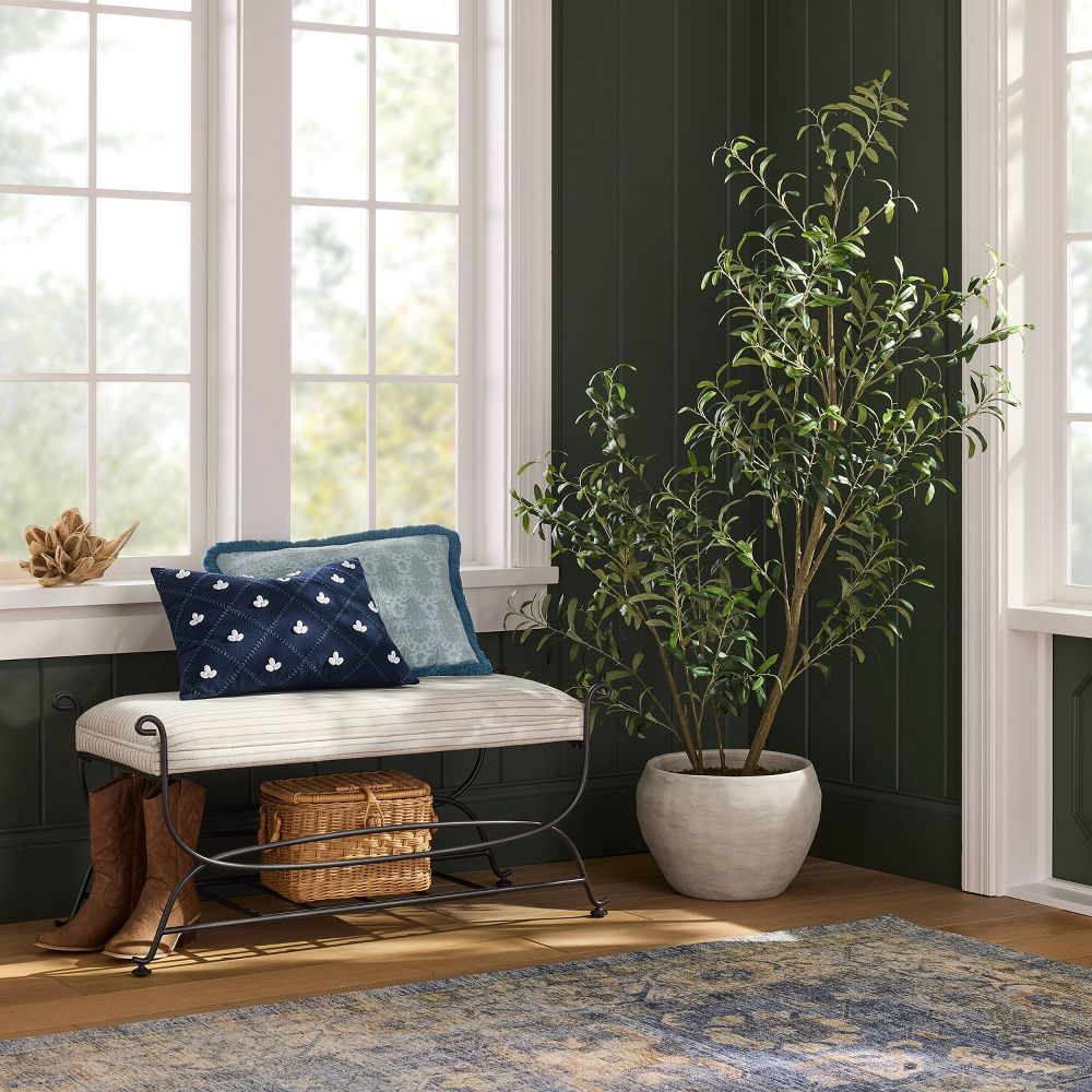 New - Embellished Shell Navy Lumbar Pillow - Threshold™ designed with Studio McGee