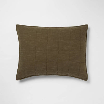 Open Box - King Space Dyed Cotton Linen Sham Olive - Threshold™: Woven Zipper Closure, OEKO-TEX Certified