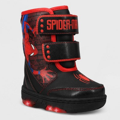 New - Marvel Toddler Hook-And-Loop Mid Calf Winter Boots Light-Up Spider-Man MarvelBullseye Deals