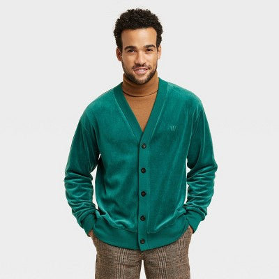 New - Houston White Adult Unisex Button Down Velour Cardigan Luxurious Houston WhiteBullseye Deals