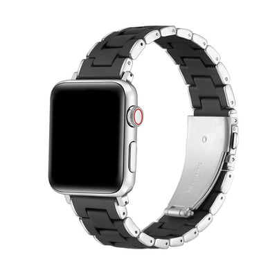 New - Posh Tech Orla Silicone Steel Band for Apple Watch - Black