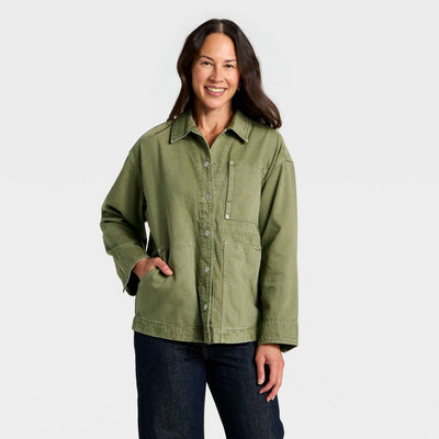 New - Women's Relaxed Barn Denim Coat - Universal Thread™ Green S