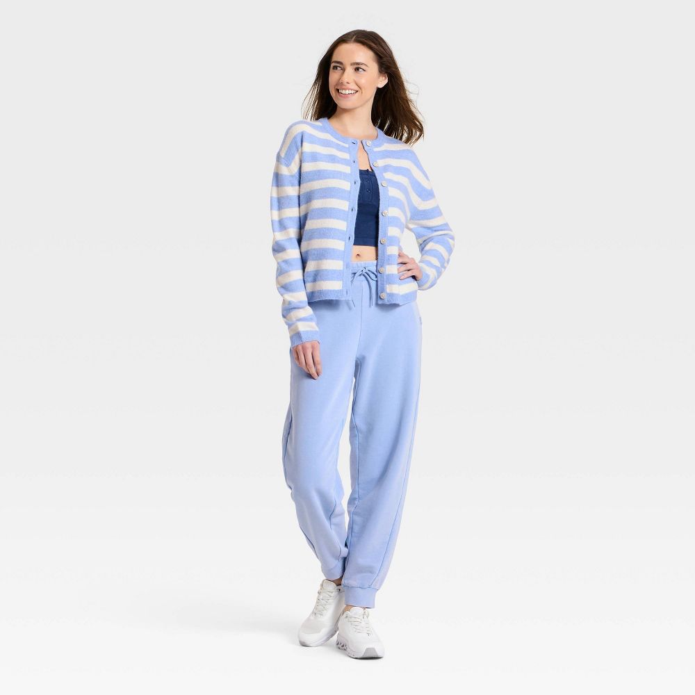 New - Women's Button-Up Cardigan Sweater - JoyLab™ Periwinkle Blue/Cream Stripe XXL