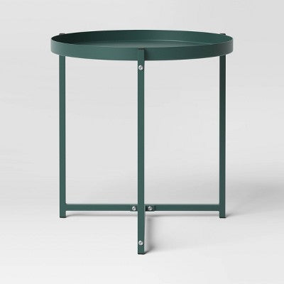 Open Box - Room Essentials Outdoor Steel Round Side Table Tray Top End Side Table Room EssentialsBullseye Deals