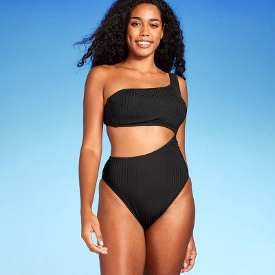 New - Shade & Shore Women's One Shoulder One Piece Swimsuit Cutout Monokini Shade & ShoreBullseye Deals