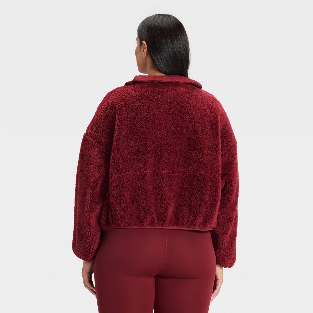 New - Women's High Pile & Ribbed Mix Jacket - All In Motion™ Maroon S