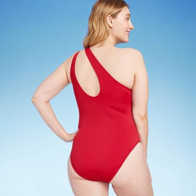 New - Shade & Shore Women's One Shoulder One Piece Swimsuit Cut Out Bathing Suit Shade & ShoreBullseye Deals