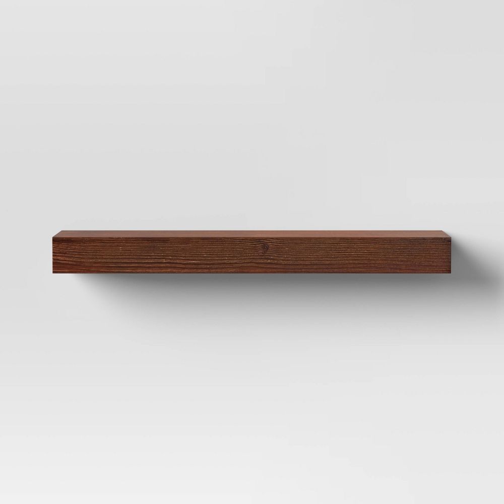 Open Box - 24" Floating Dark Wood Shelf Walnut Brown - Threshold™: Wall-Mounted, Open Shelving