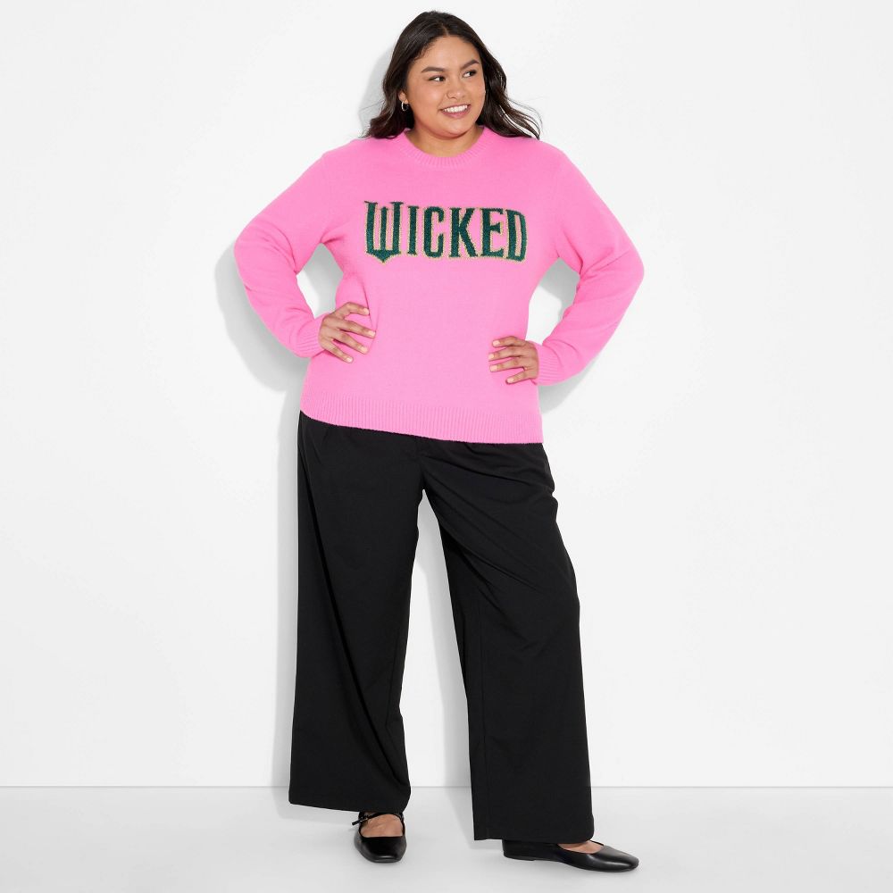 New - Women's Wicked Graphic Sweater - Pink 2X