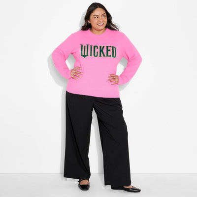 New - Women's Wicked Graphic Sweater - Pink 2X
