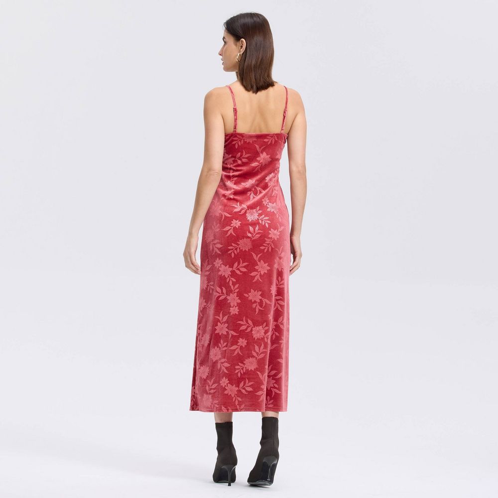 New - Women's Velvet Midi Slip Dress - A New Day™ Karanda Red L