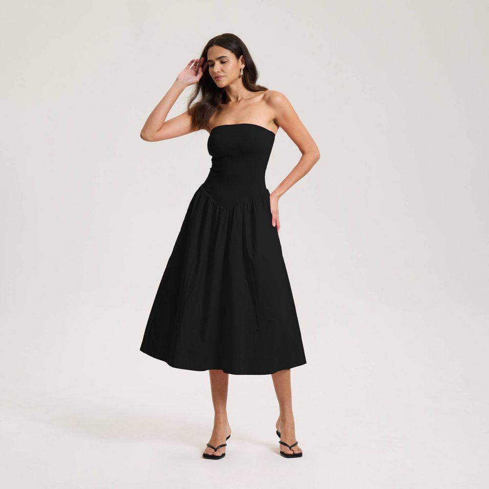 New - Women's Tube Knit Maxi A-Line Dress - A New Day™ Black XL