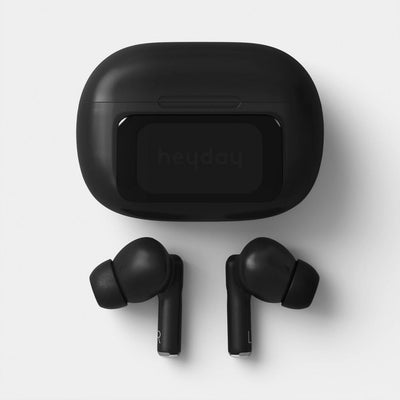 Open Box - True Wireless Active Noise Cancelling Earbuds with Screen Black - heyday™